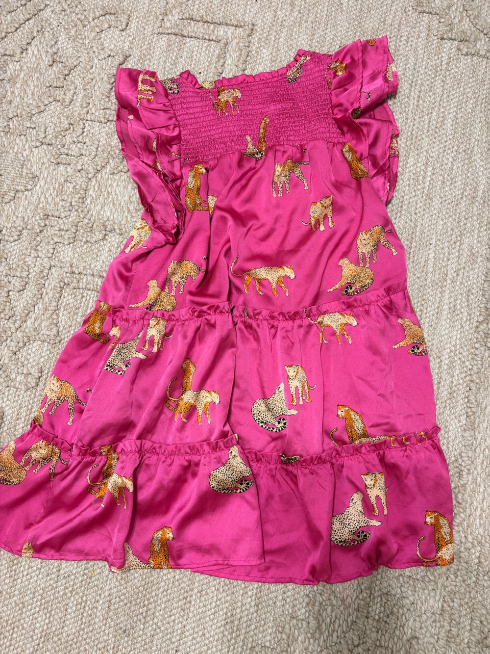 Umgee Hot Pink Leopard Print Tiered Mini Dress